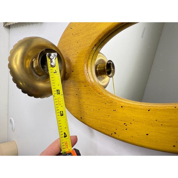 Country Cottage Mirroed Wall Sconce , Mid century Wooden Wall Sconce with Mirror - Picture 5 of 10